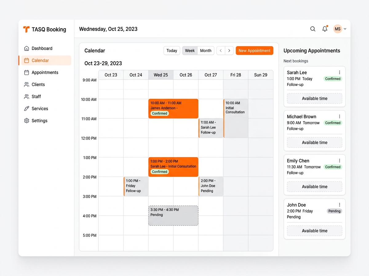 TASQ Appointment Booking Calendar Preview