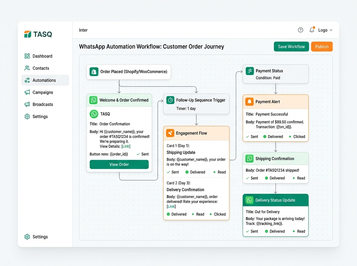 TASQ WhatsApp Automation Workflow Preview