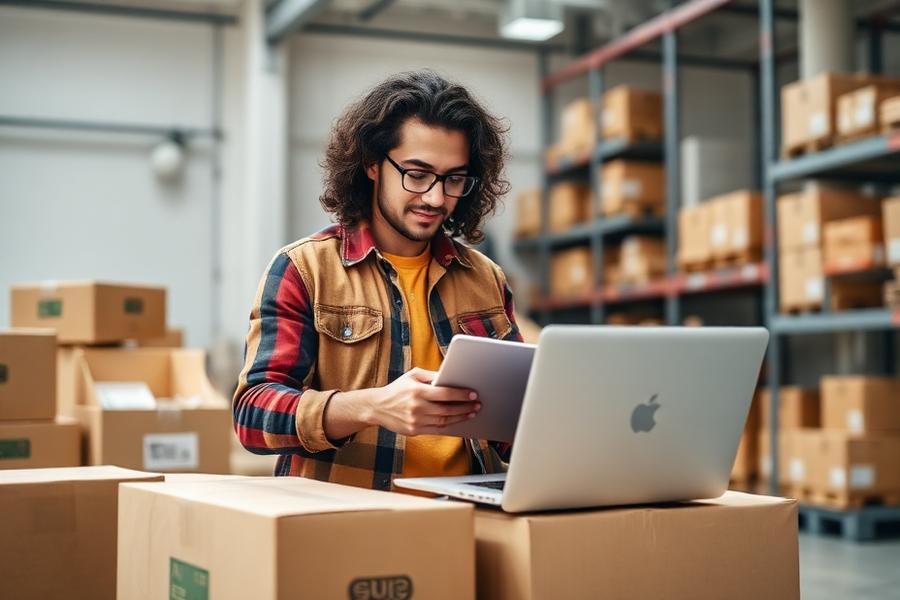 Professional e-commerce and retail business scene
